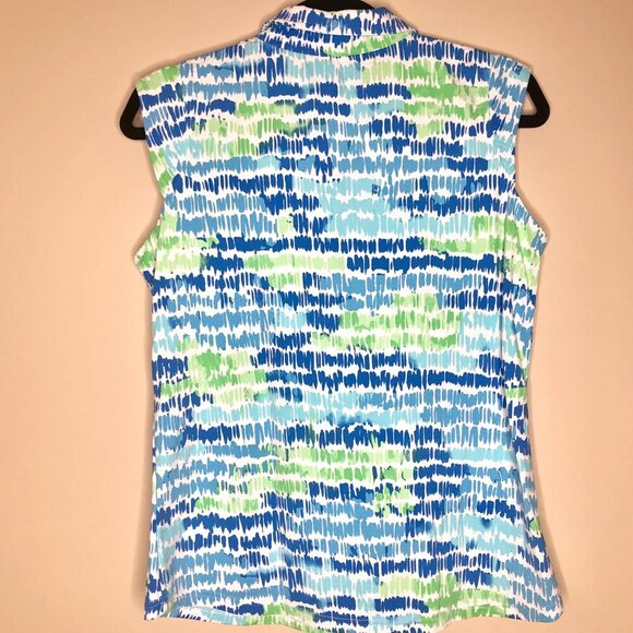 ICIKULS Cap Sleeve Golf Shirt, Blue, Green, White, Size L - Picture 4 of 7